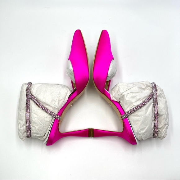 Badgley Mischka‎ Size 5.5 Kamilah Hot Pink Jeweled Point Toe Heels Pumps Shoes - Picture 10 of 14